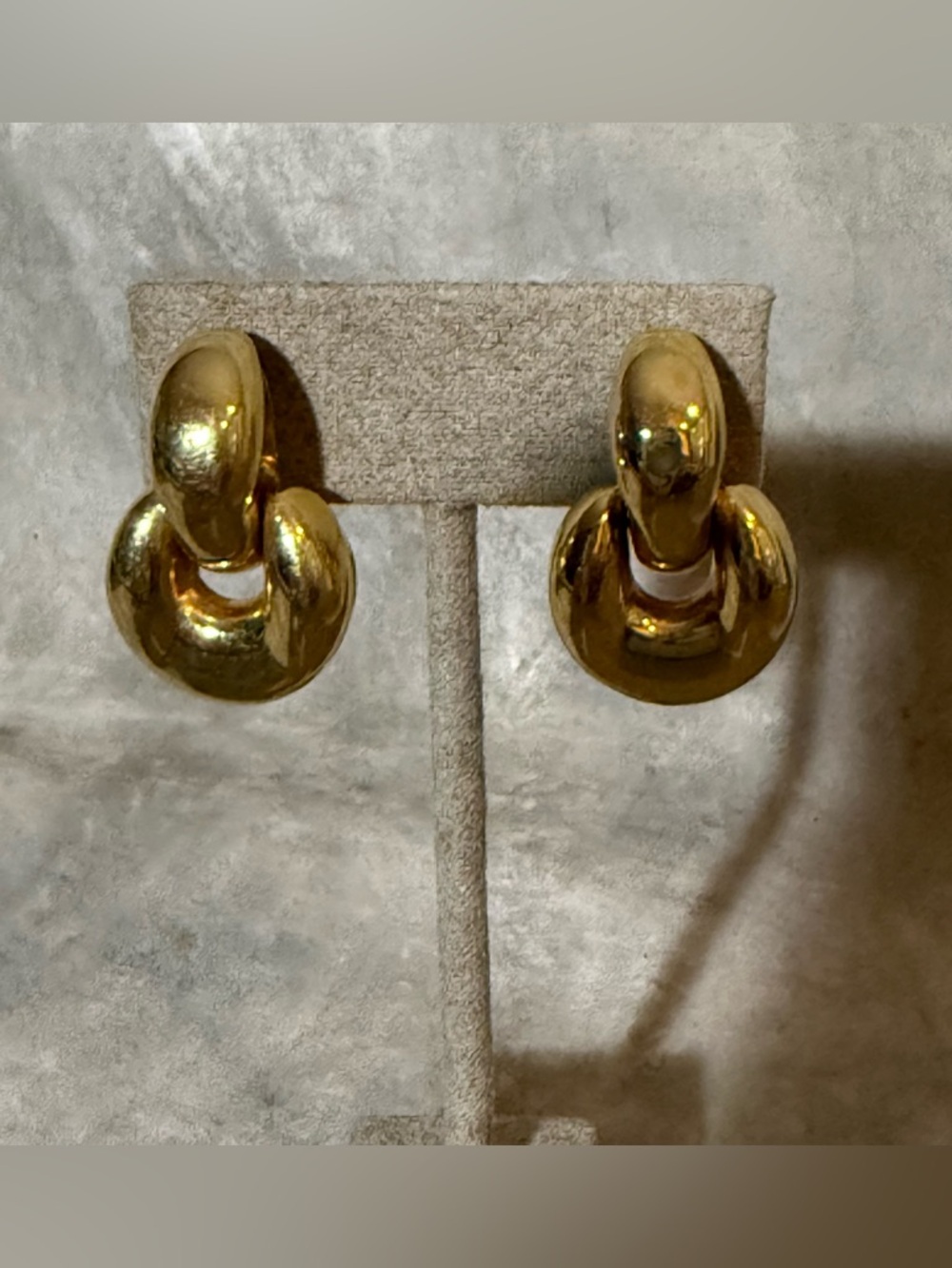 Polished Gold Double-Hoop Drop Earrings - Women Jewelry 18K Solid Yellow Gold.